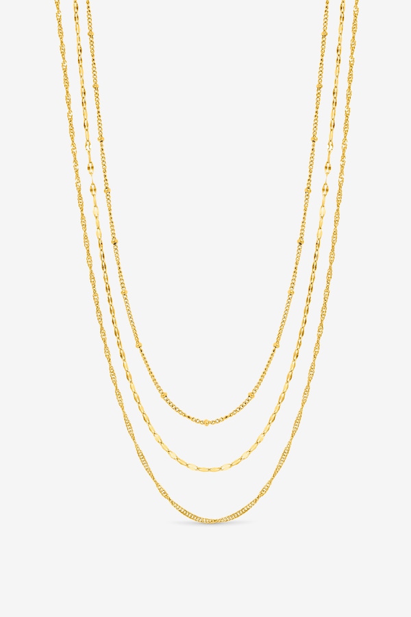 Jon Richard Gold Plated Waterproof Multirow Necklace - Pack of 3