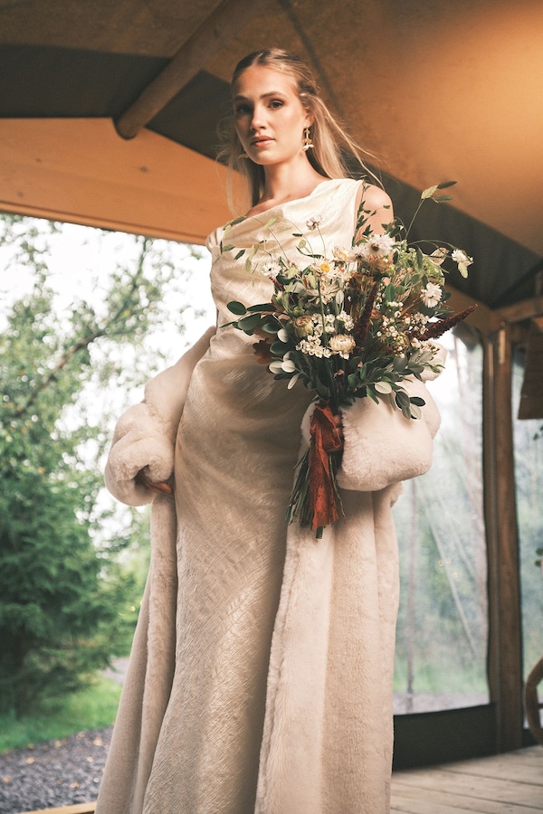 Coast Draped Corset Bow Maxi Wedding Dress Ivory
