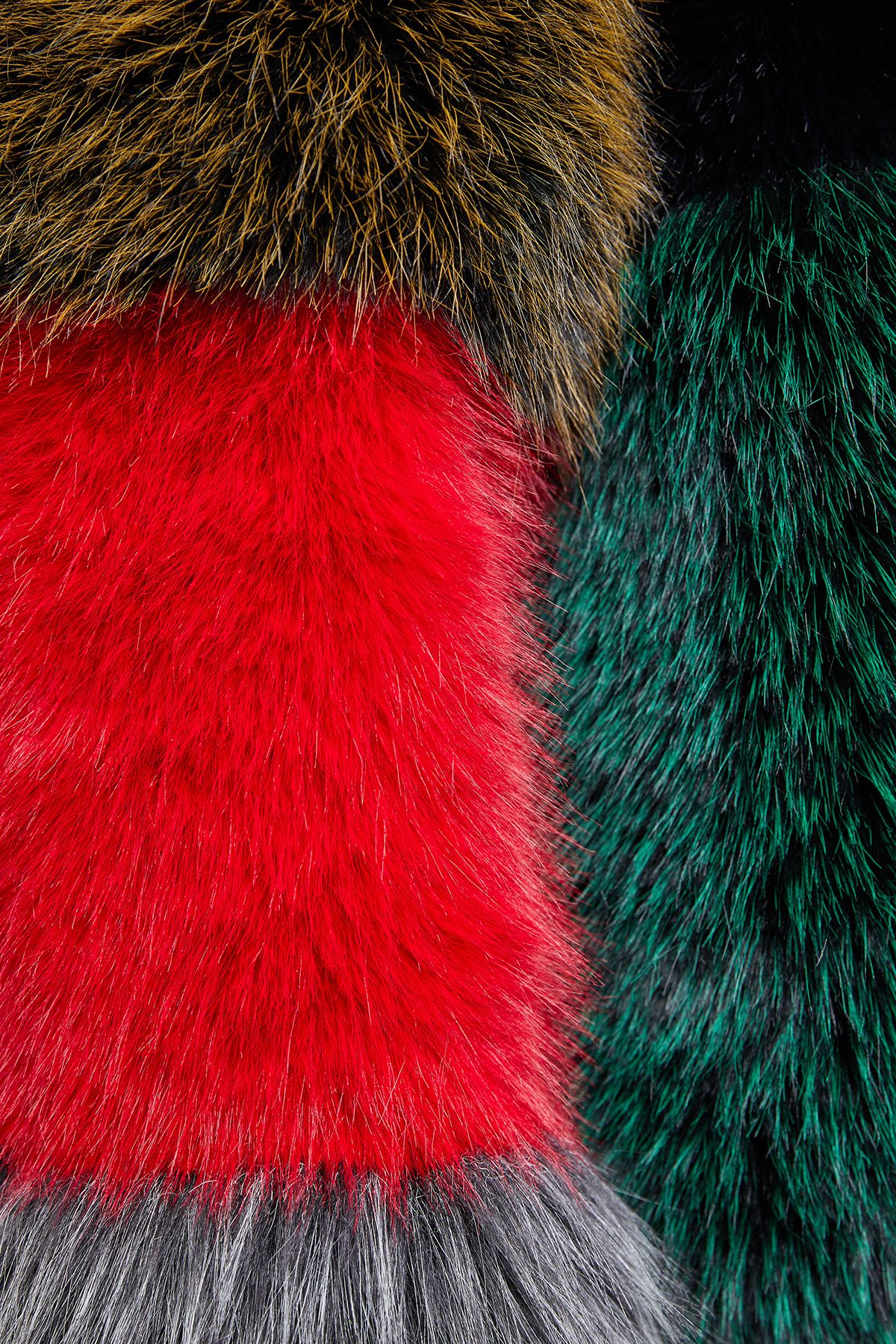 Warehouse Multi -coloured Panelled Faux Fur Coat Multi image 5