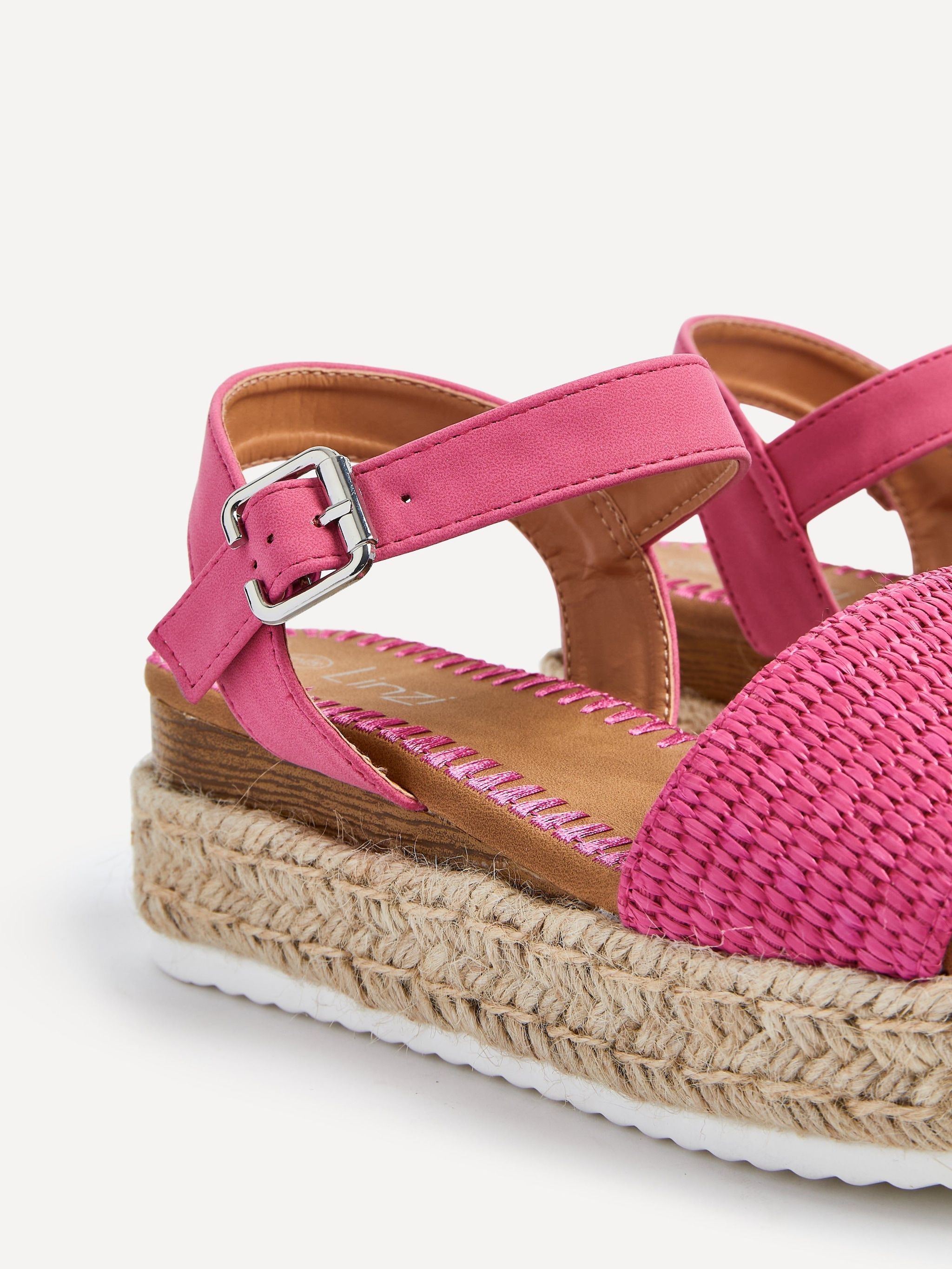 Linzi Panama Fuchsia Raffia Two Part Espadrille Inspired Flatform Sandal image 4