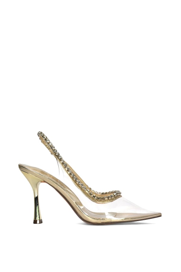 XY London 'Beryl' High Heel Clear Pointed Toe Court Shoes with Jewels