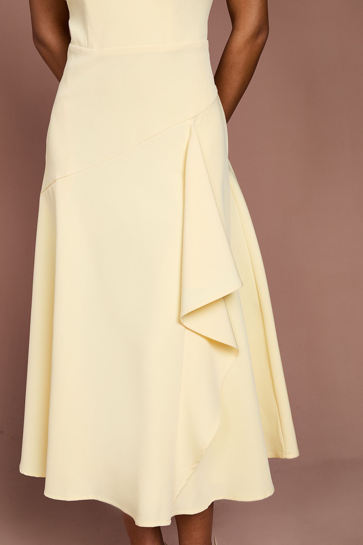 Coast Bardot Waterfall Crepe Midi Dress Butter image 4