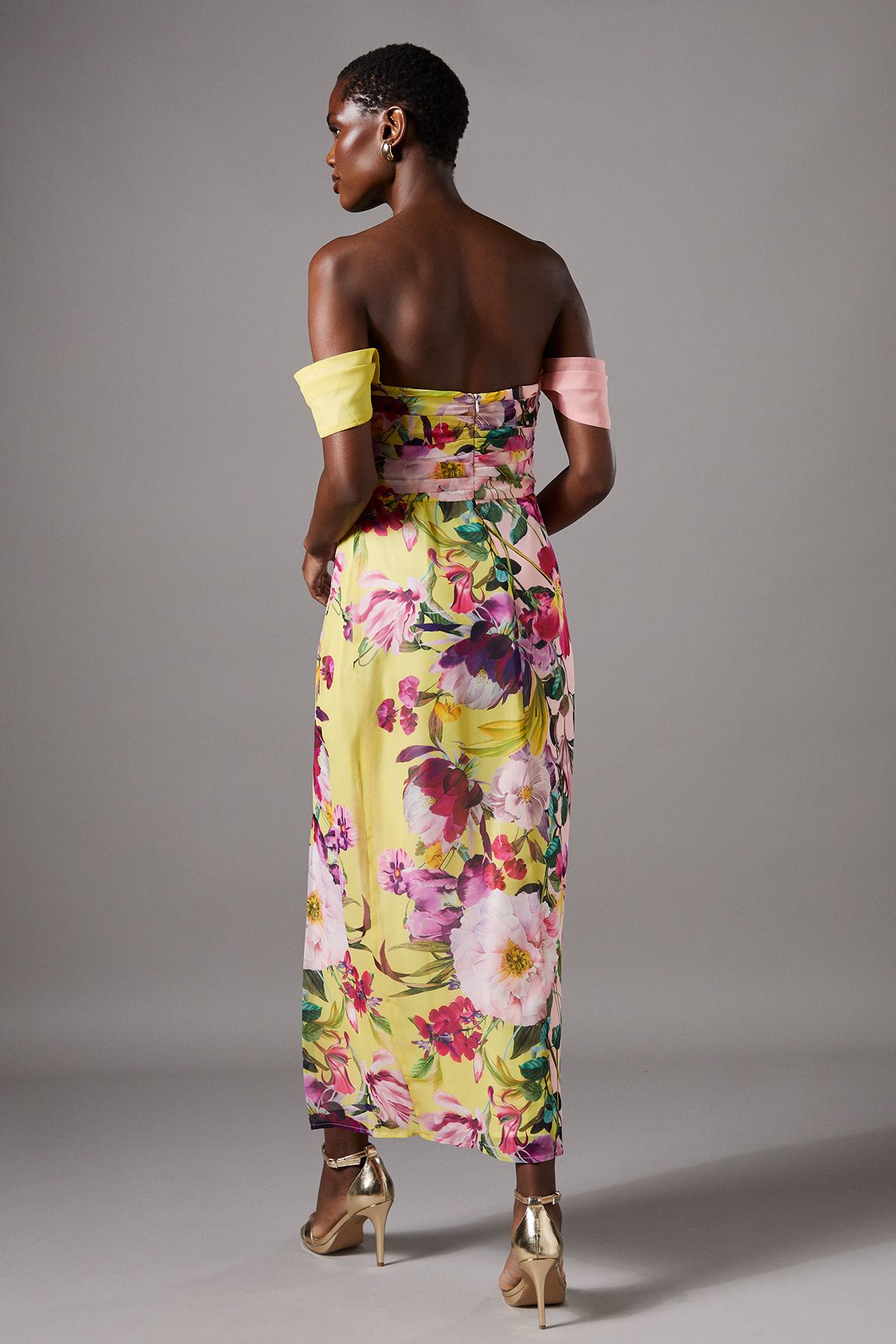 Coast Off The Shoulder Drape Chiffon Dress Yellow image 3