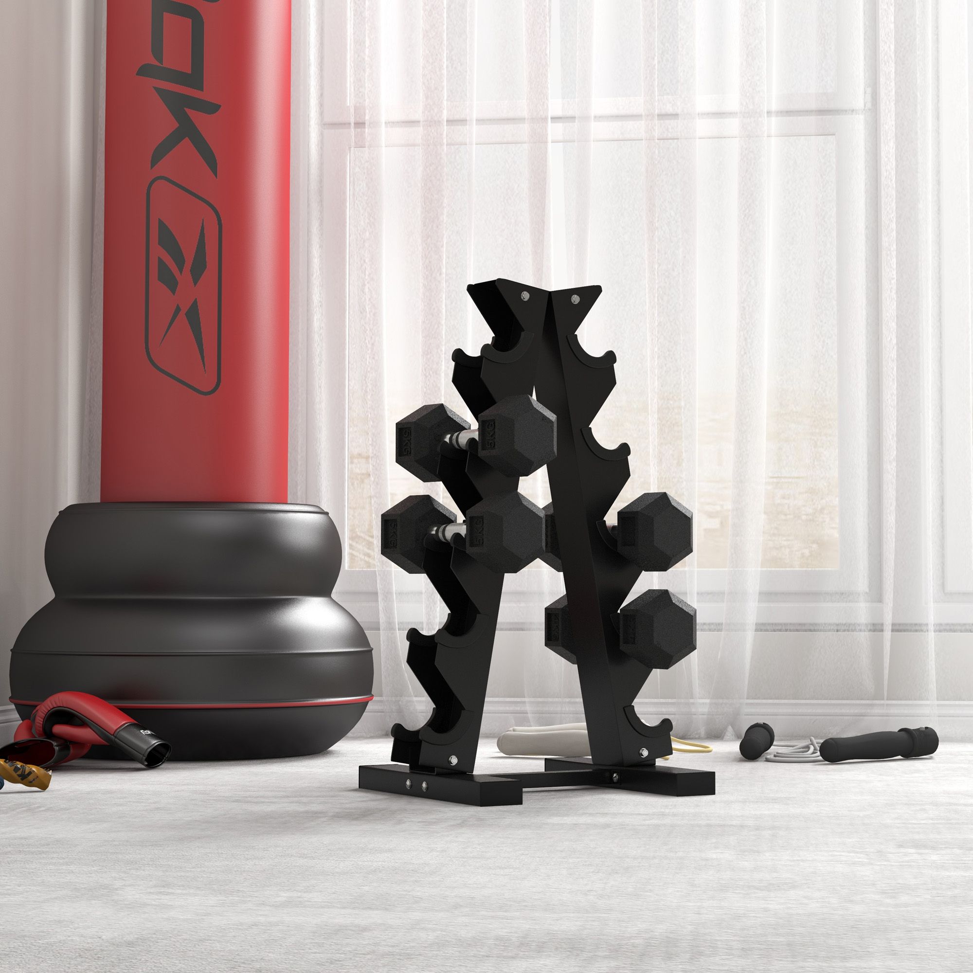 HOMCOM Hexagonal Dumbbells Kit Weight Lifting Exercise for Home Fitness 2x4kg image 1