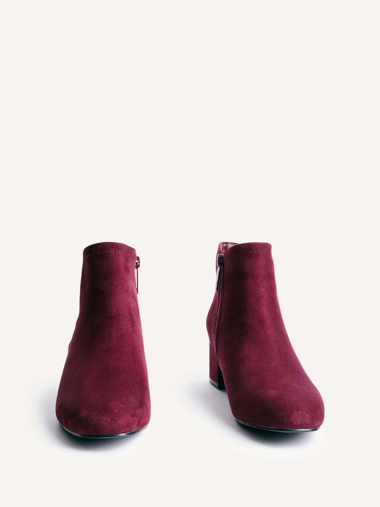 Linzi Manor Burgundy Faux Suede Block Heeled Ankle Boot image 3