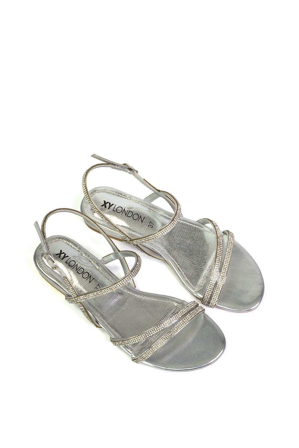XY London 'Orla' Strappy Summer Flat Diamante Sandals Flats image 4