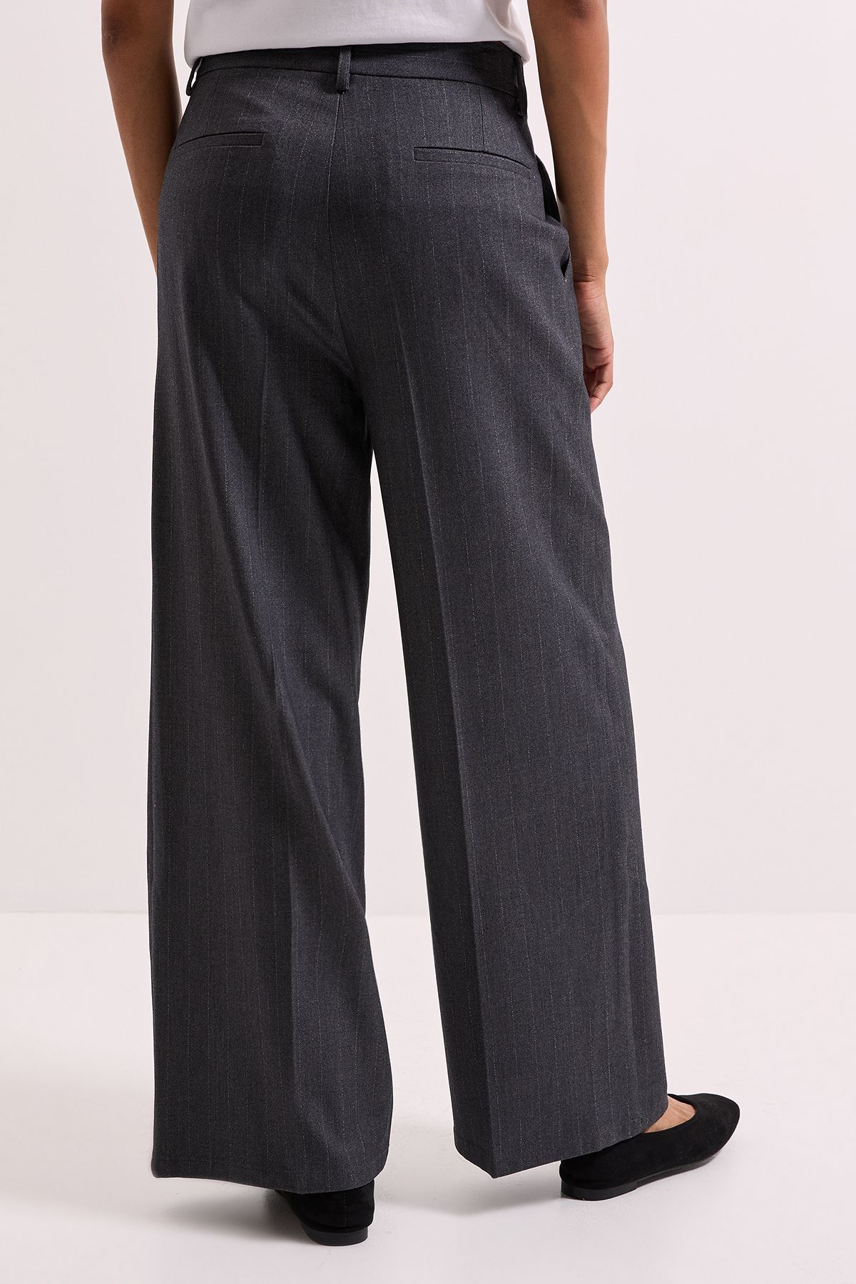 Dorothy Perkins Pinstripe Wide Leg Trouser Grey image 3