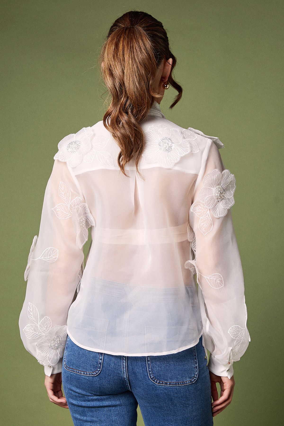 Coast 3D Flower Organza Blouse White image 3