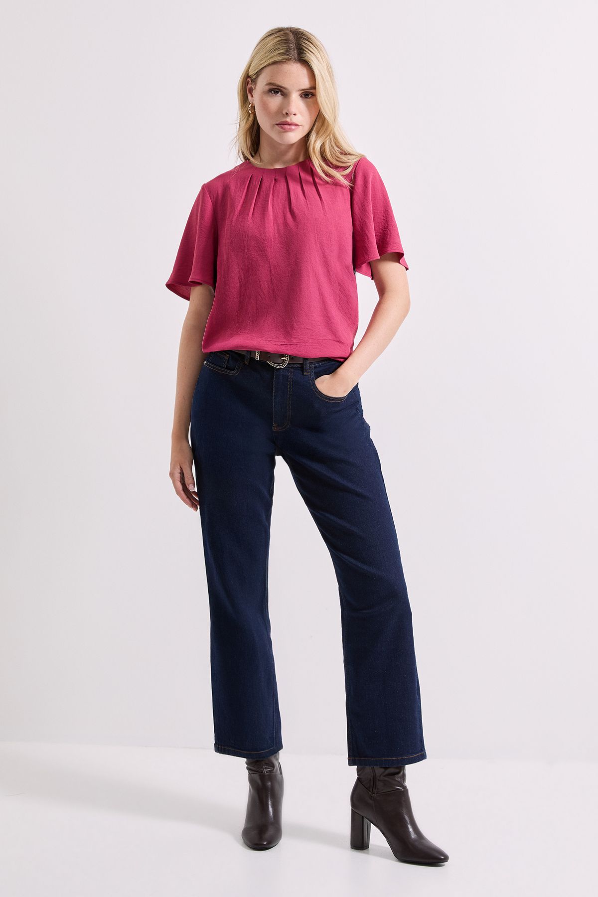 Dorothy Perkins Gathered Neckline Angel Sleeve Blouse Rose image 2