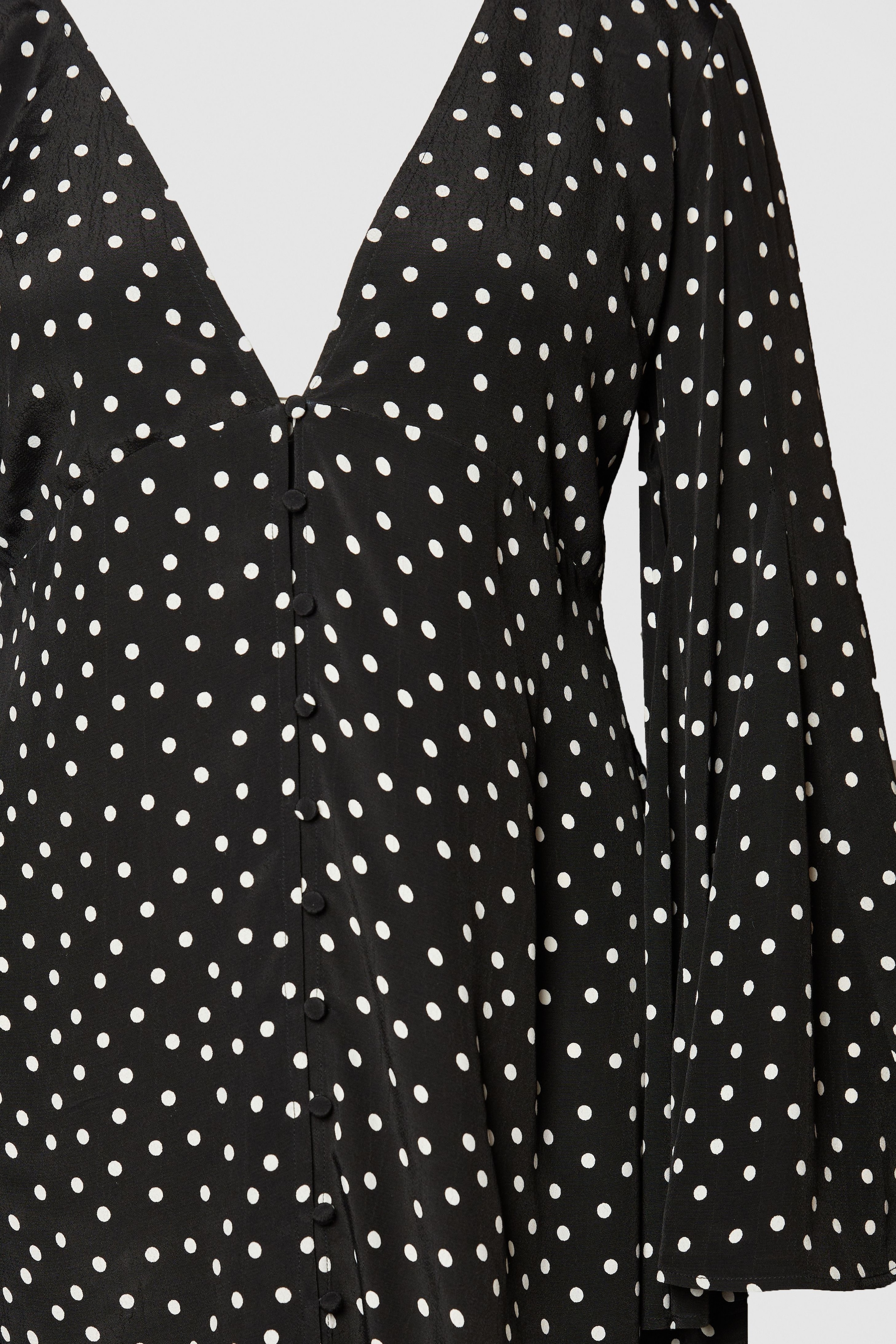 NastyGal Plus Polka Dot Button Down Extreme Flared Sleeve Mini Dress Mono image 2