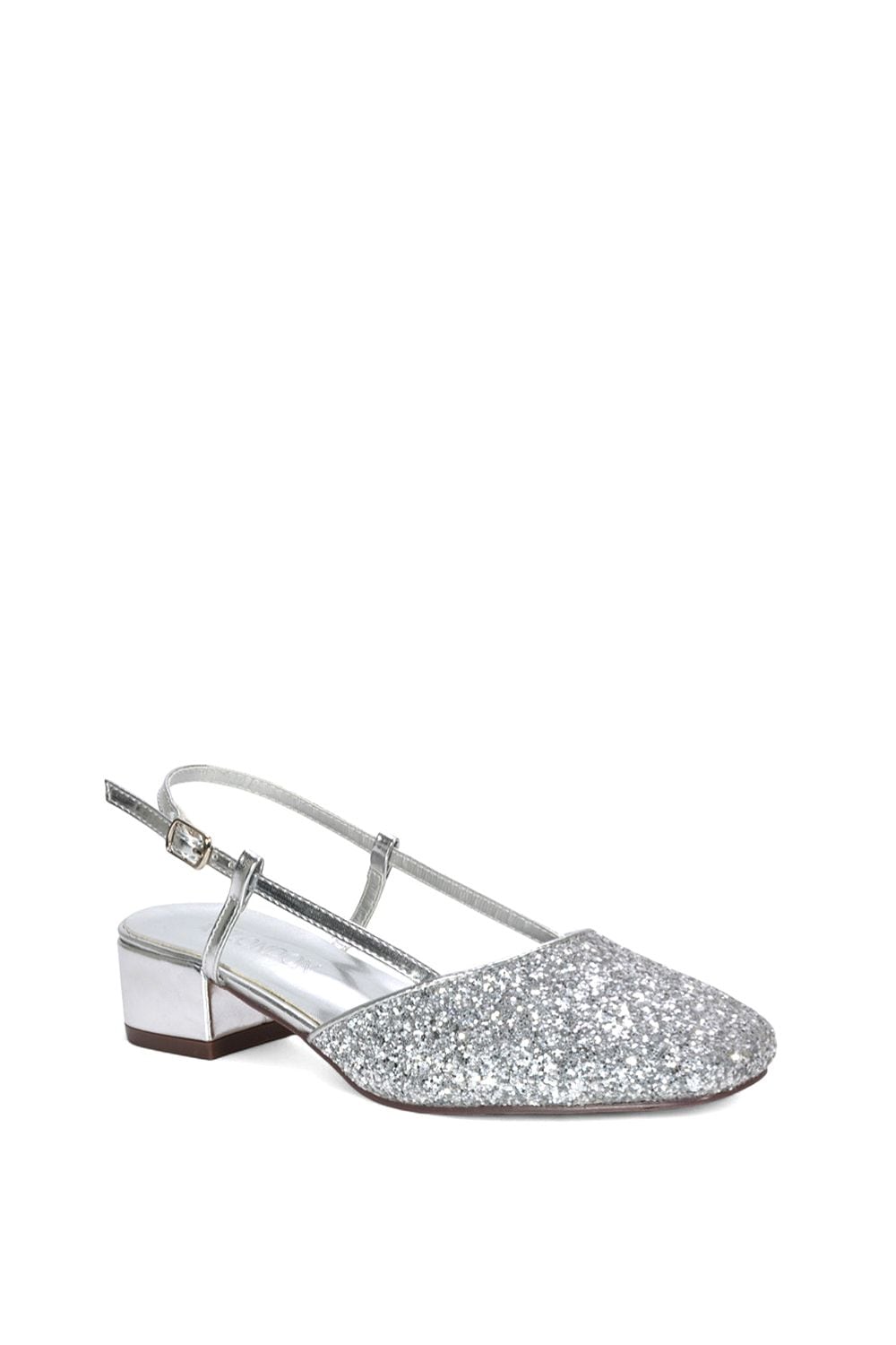 XY London 'Kira' Low Heel Court Shoes With Slingback and Buckle image 2