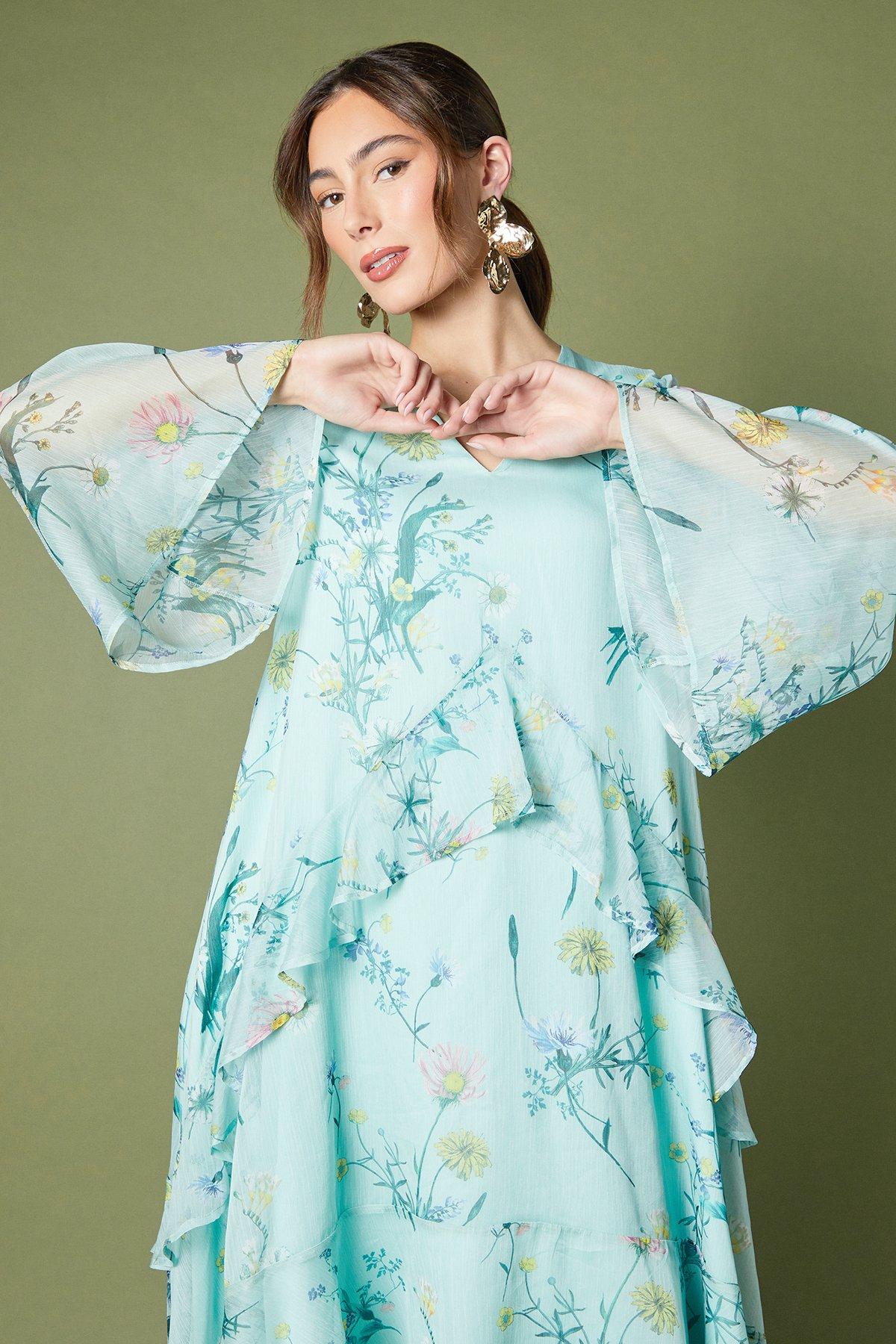 Coast Volume Frill Maxi Dress Sage image 1