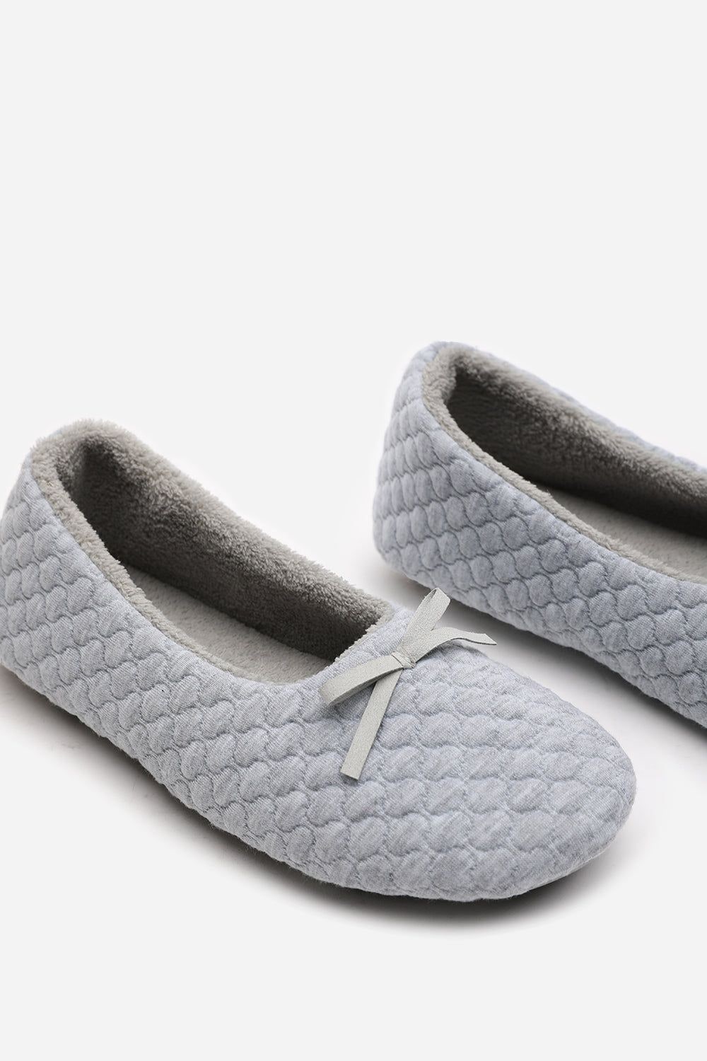 Where's That From 'Inez' Ballet Quilted Slippers with Faux Fur Lining and Bow Detail image 5
