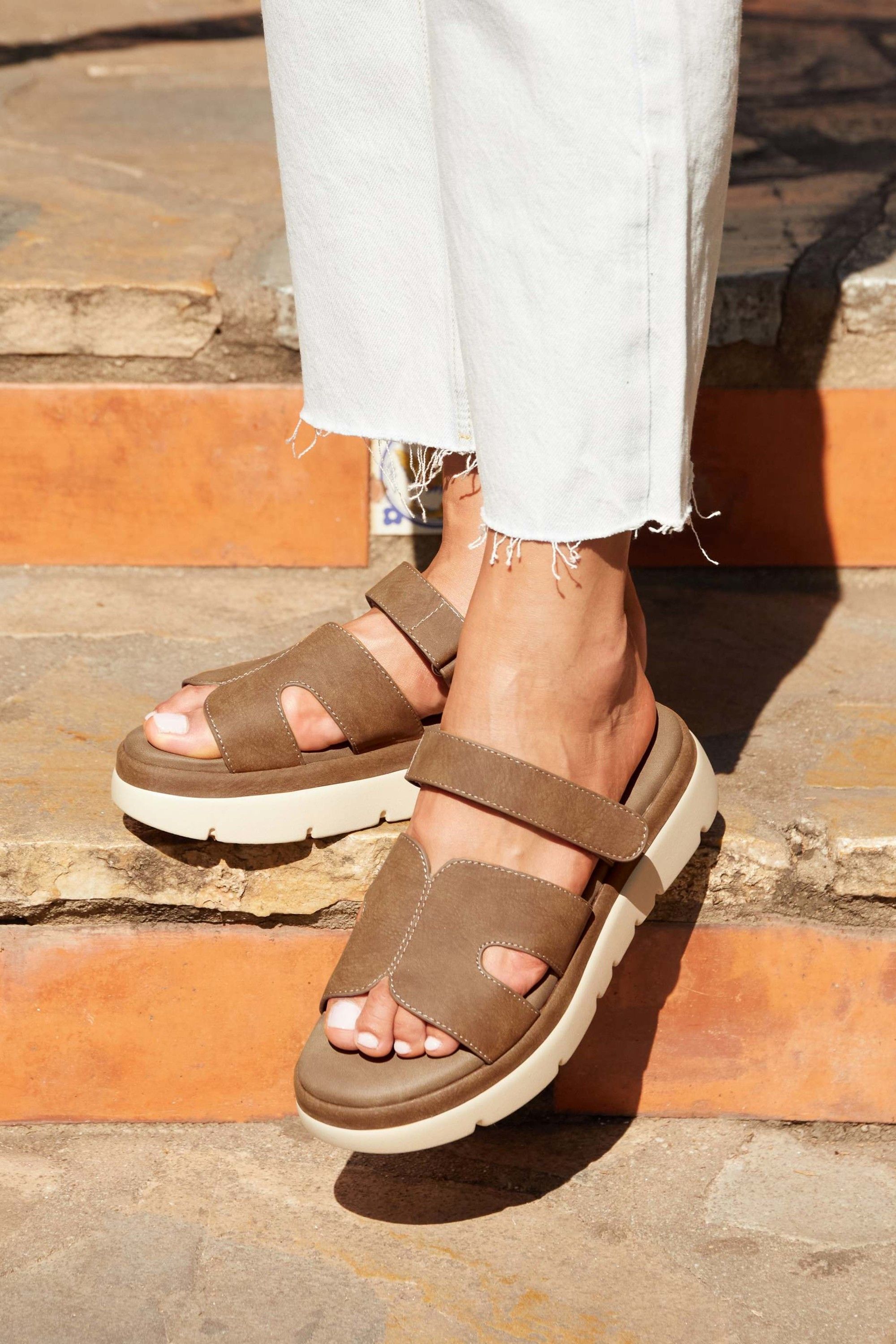 Linzi Harper Tan Faux Nubuck Chunky Sandals image 2