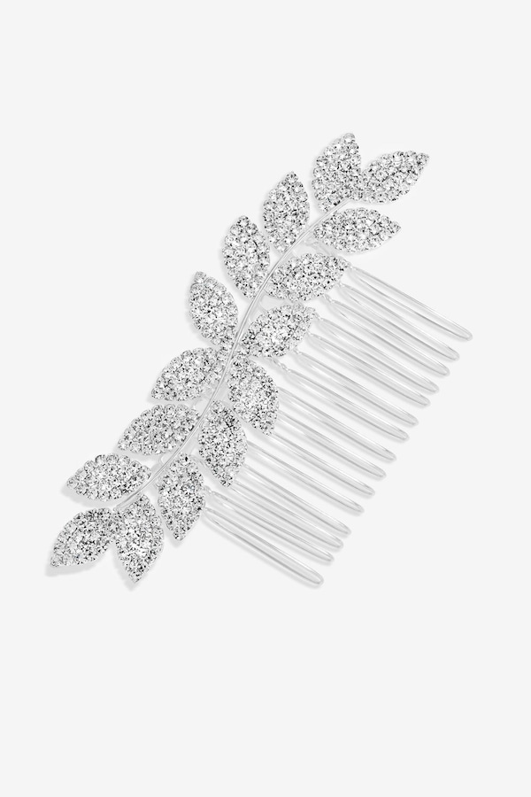 Jon Richard Silver Plated Crystal Leaf Comb