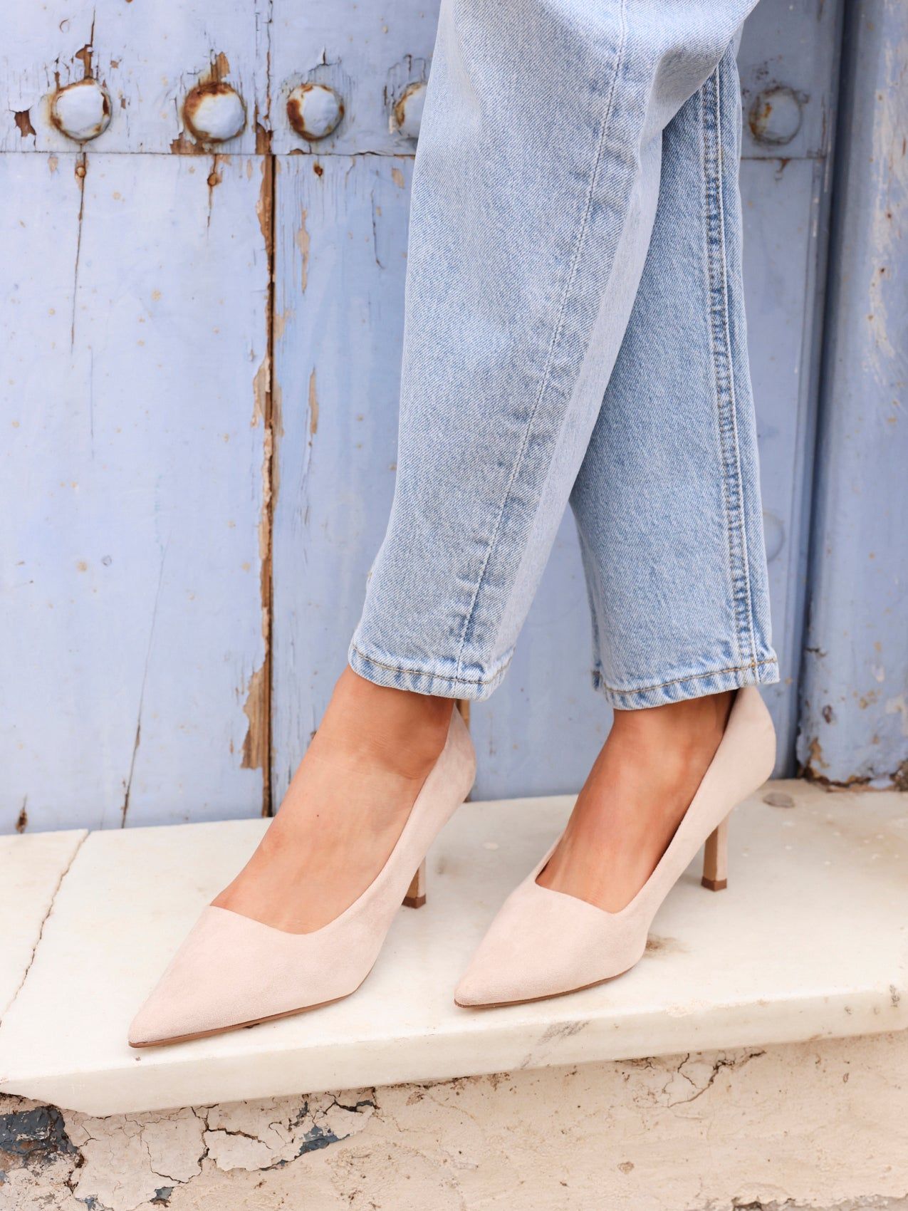 Linzi Kat Nude Faux Suede Court Heels image 2