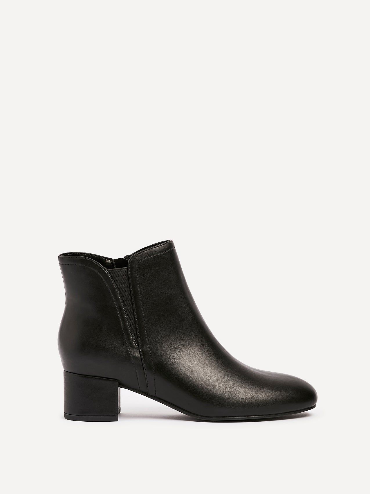 Linzi Manor Black Faux Leather Block Heeled Ankle Boot