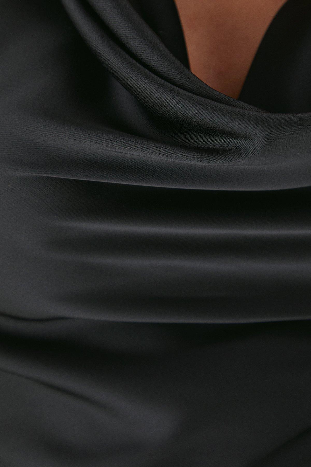 MissPap Satin Plunge Neck Top Black image 5