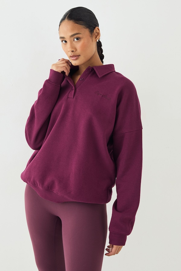 DSGN Studio DSGN Studio Script Collared Rugby Sweatshirt Plum