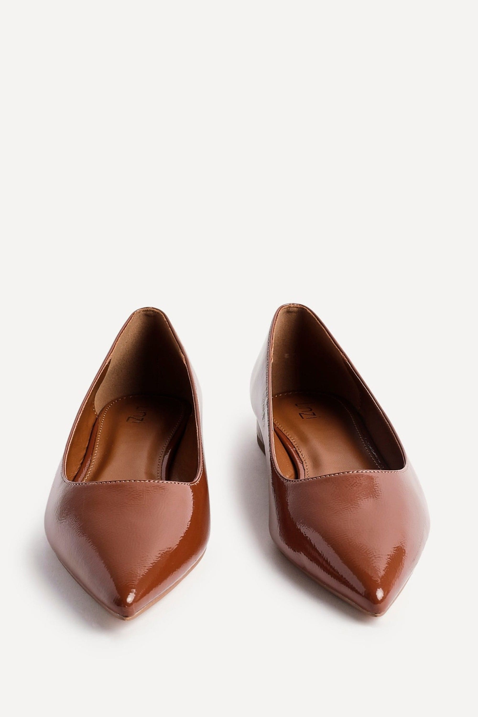 Linzi Orian Caramel Faux Leather Pointed Toe Ballet Flats image 3