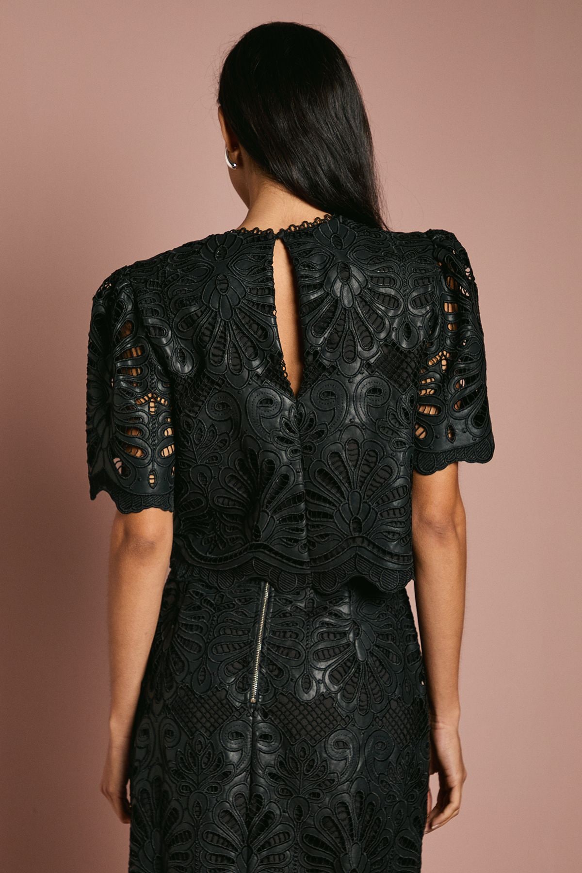 Coast PU Lace Top Black image 3