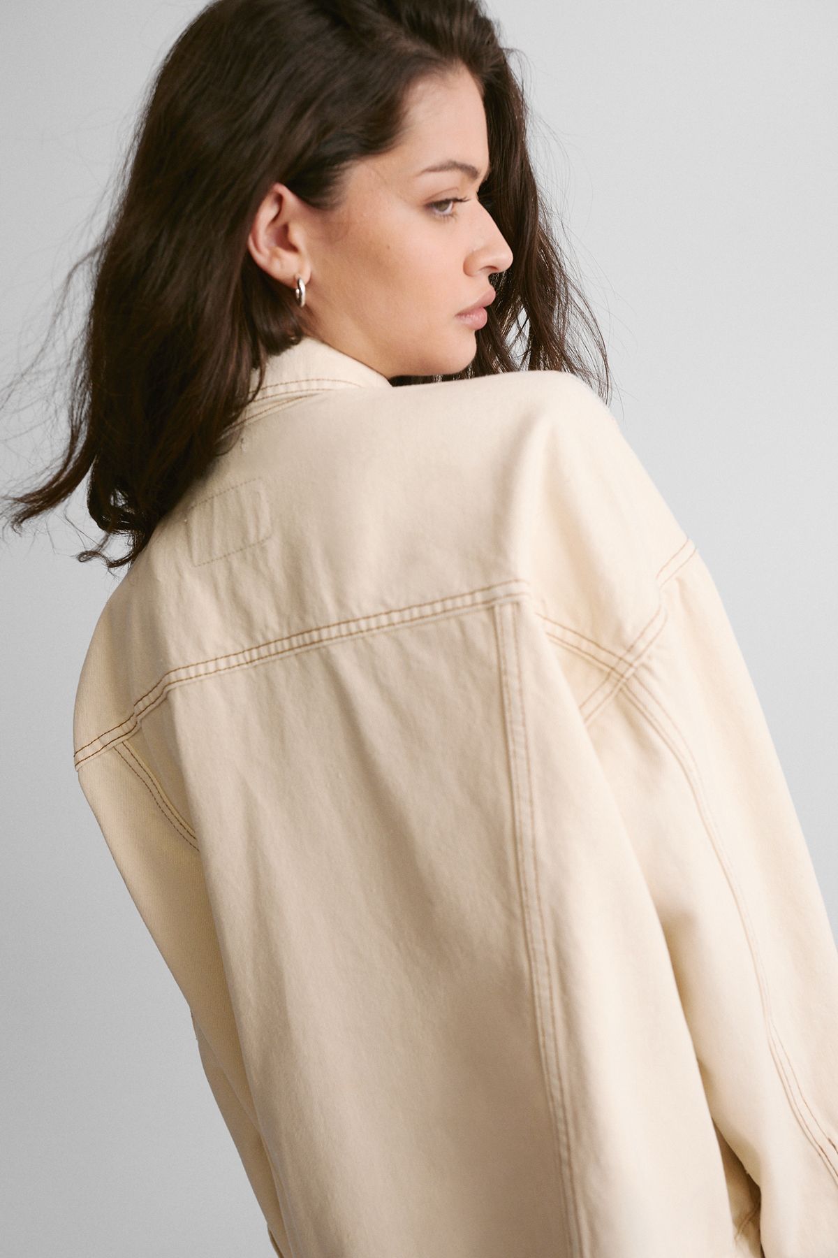 NastyGal The Oversized Denim Jacket Ecru image 4