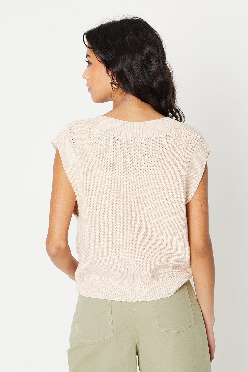 Oasis Petite Fisherman Rib Sweater Vest Ivory image 3