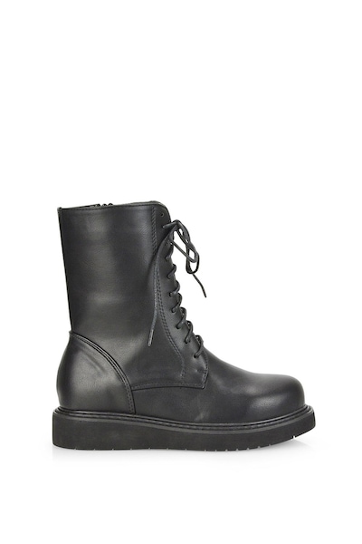 XY London 'Lizzo' Flat Chunky Sole Zip-Up Flatform Lace up Ankle Biker Boots