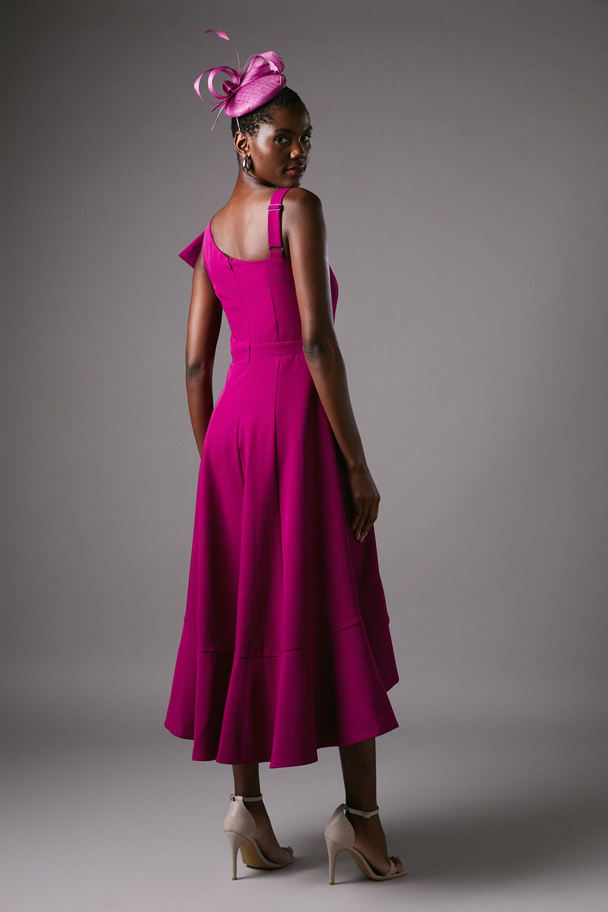 Coast One Shoulder Crepe Ruffle Midi Dress Berry image 5