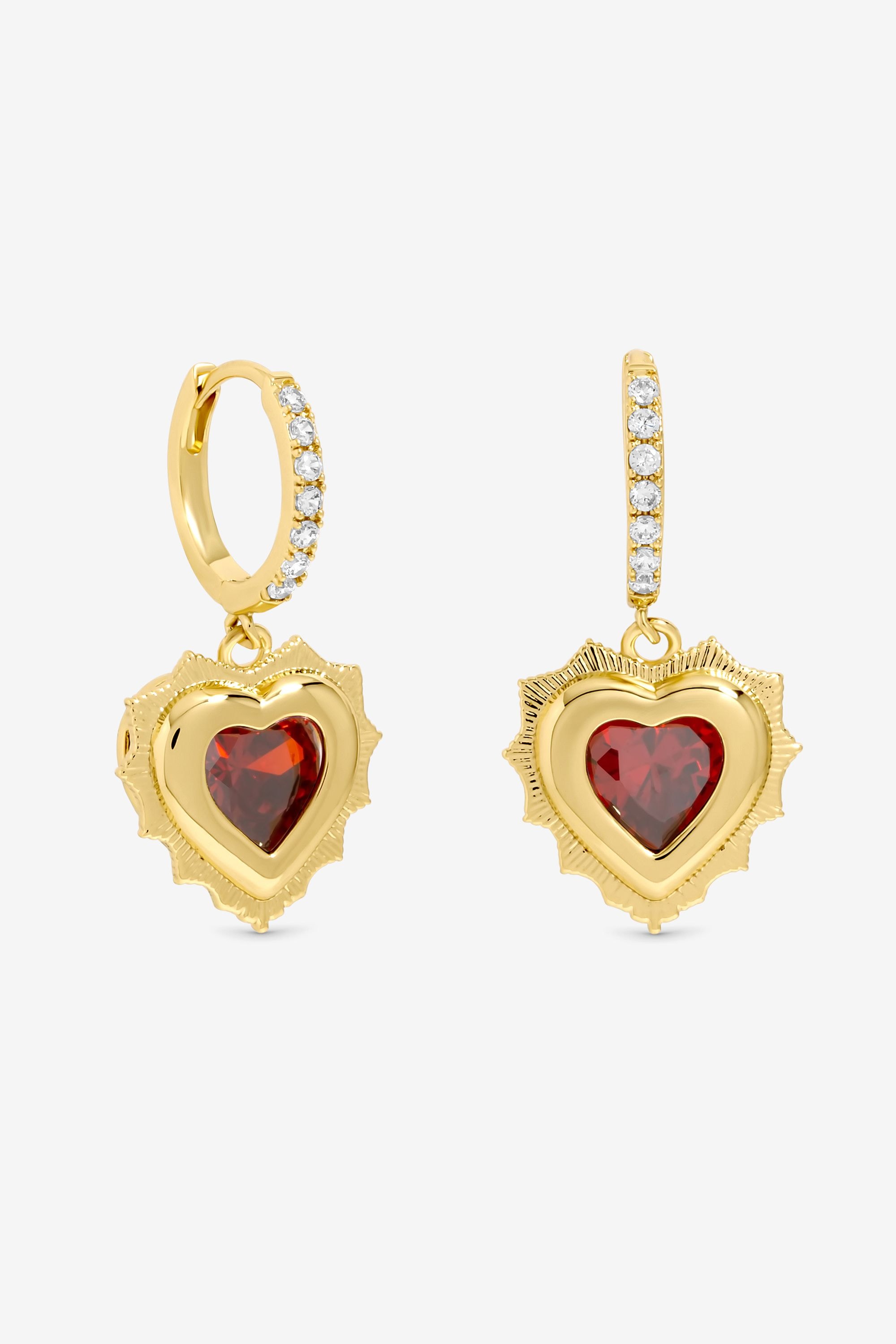 Jon Richard 14Ct Real Gold Plated Heart Birthstone Huggie Earrings - January image 2