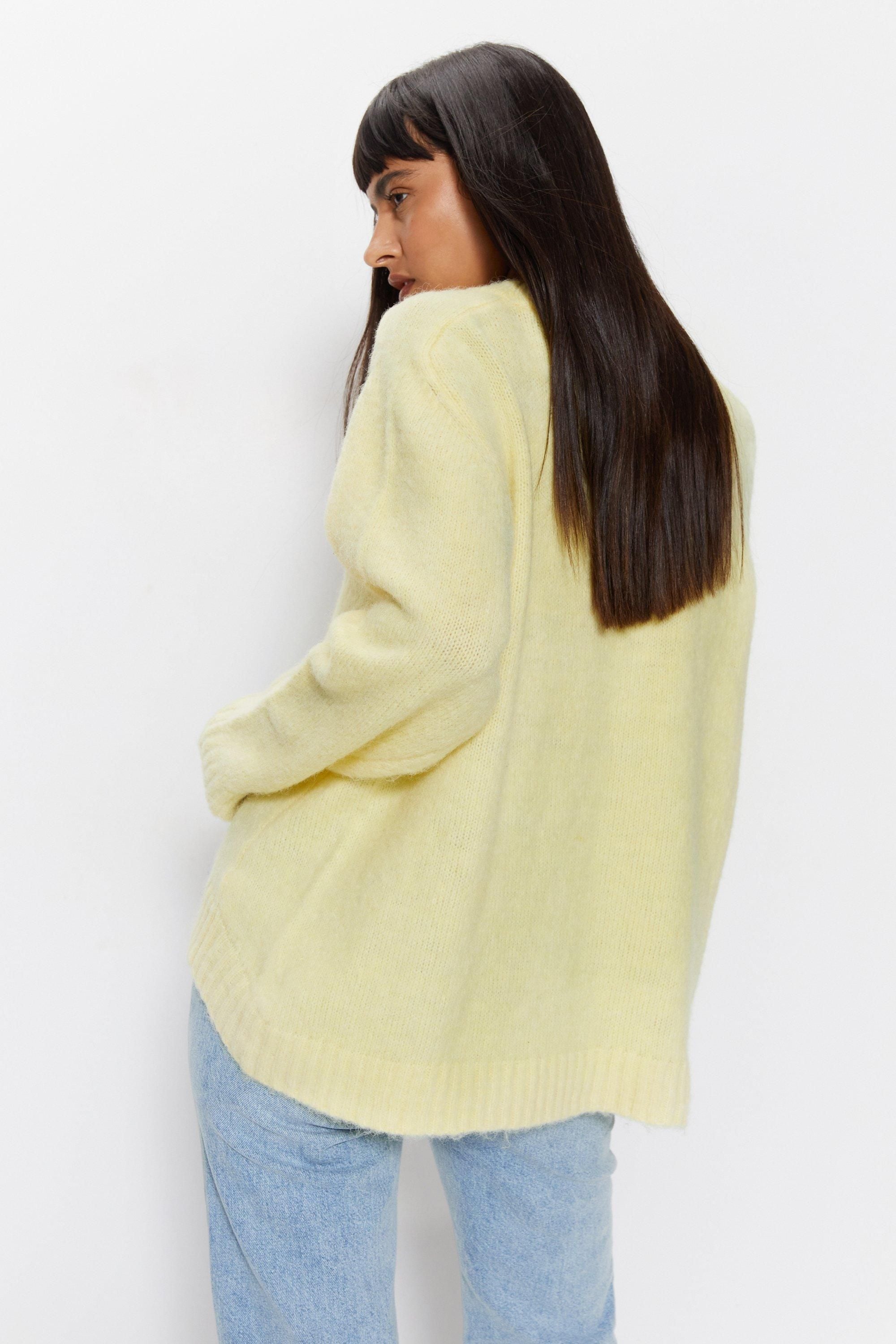 Warehouse Mohair Crew Neck Jumper Lemon image 4