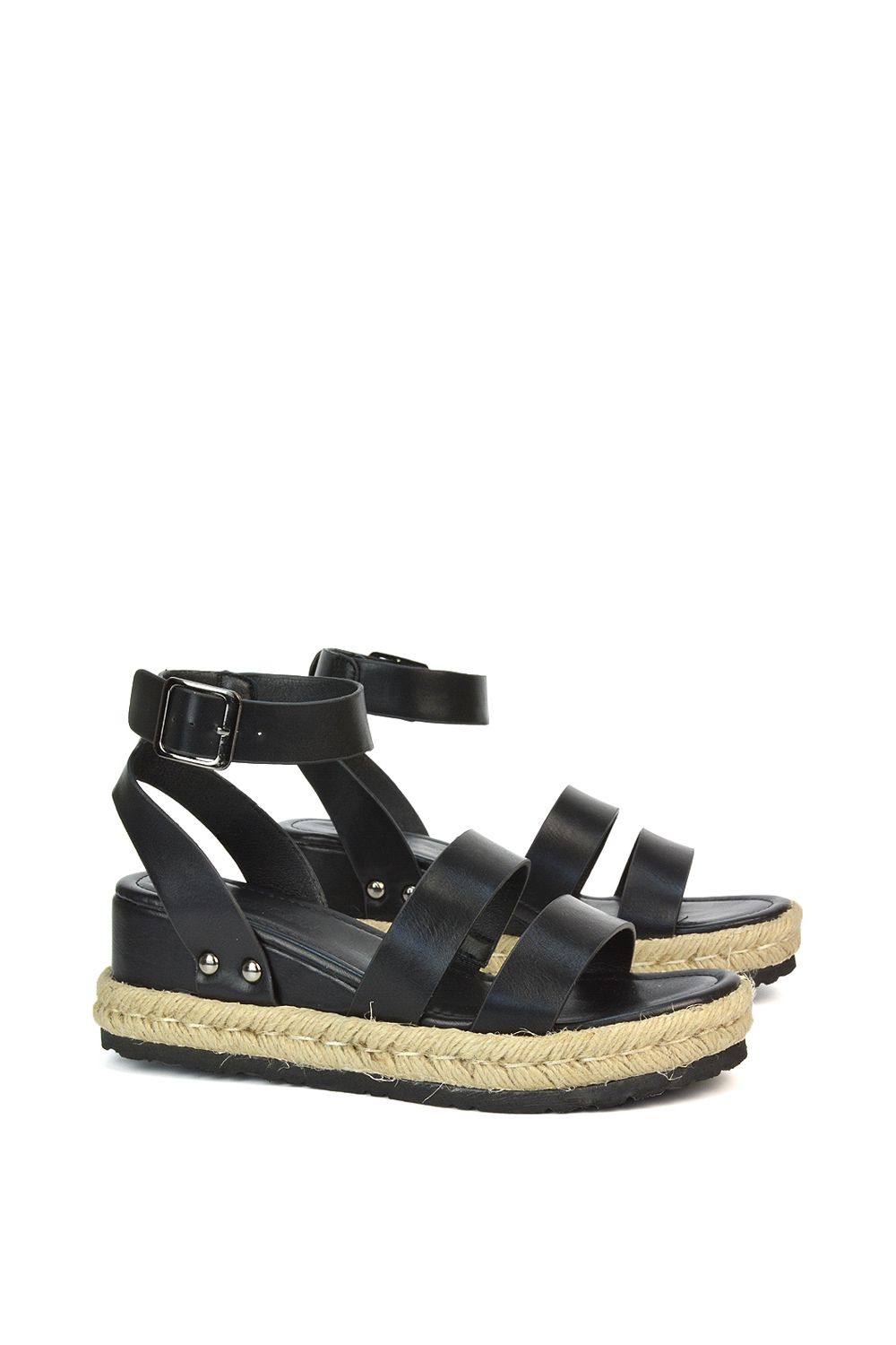 XY London 'Brook' Espadrille Platform Wedge Low Heel Sandal Shoes With Ankle Strap image 5