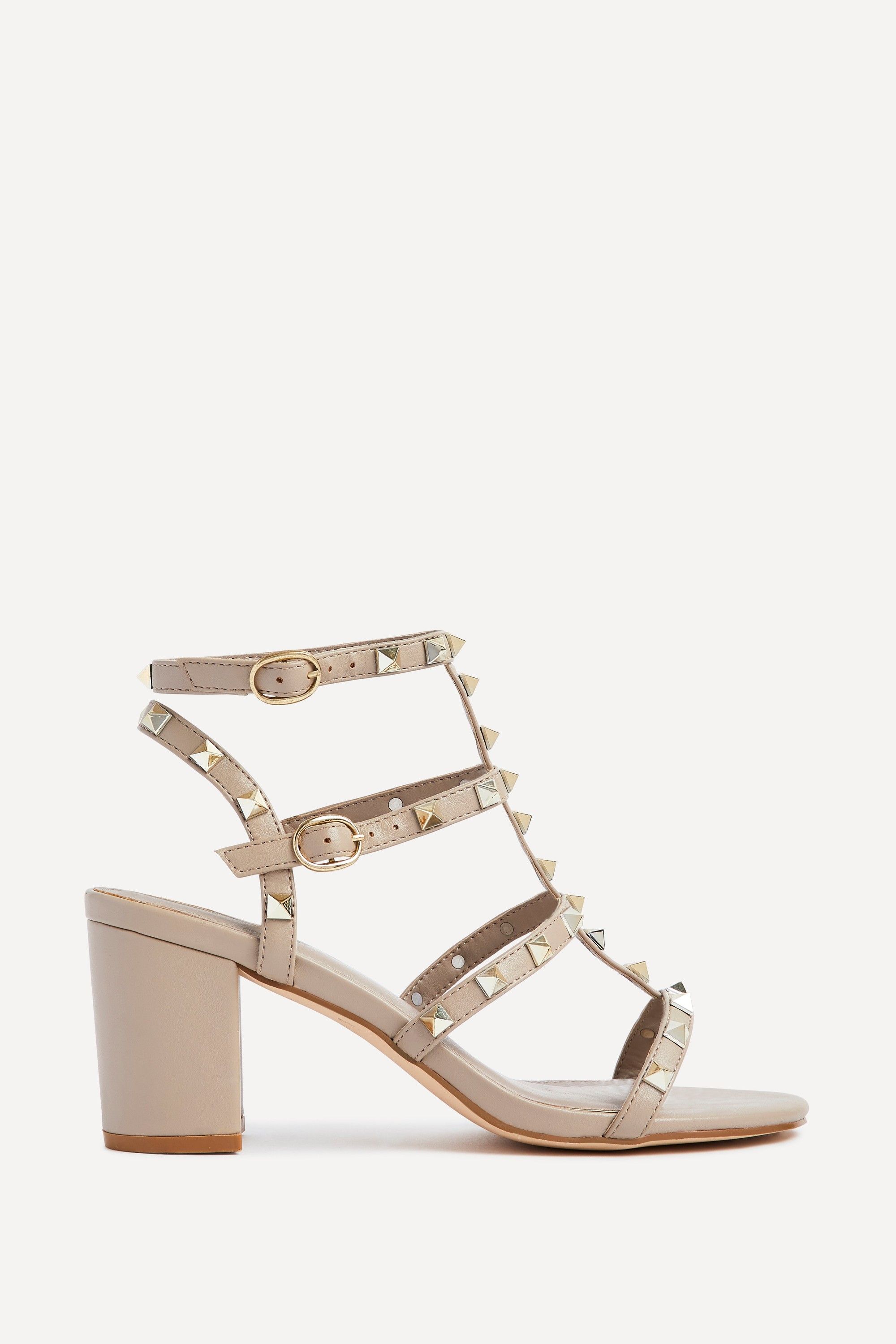 Linzi Tessa Taupe Studded Block Heeled Sandal image 1