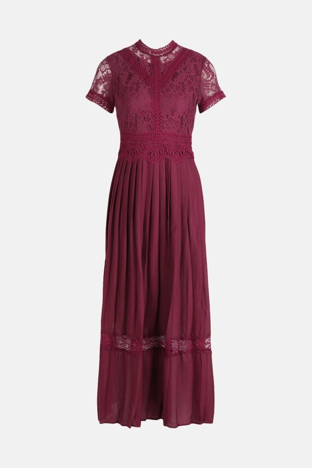 Coast Lace Bodice Pleat Skirt Maxi Dress Aubergine image 4