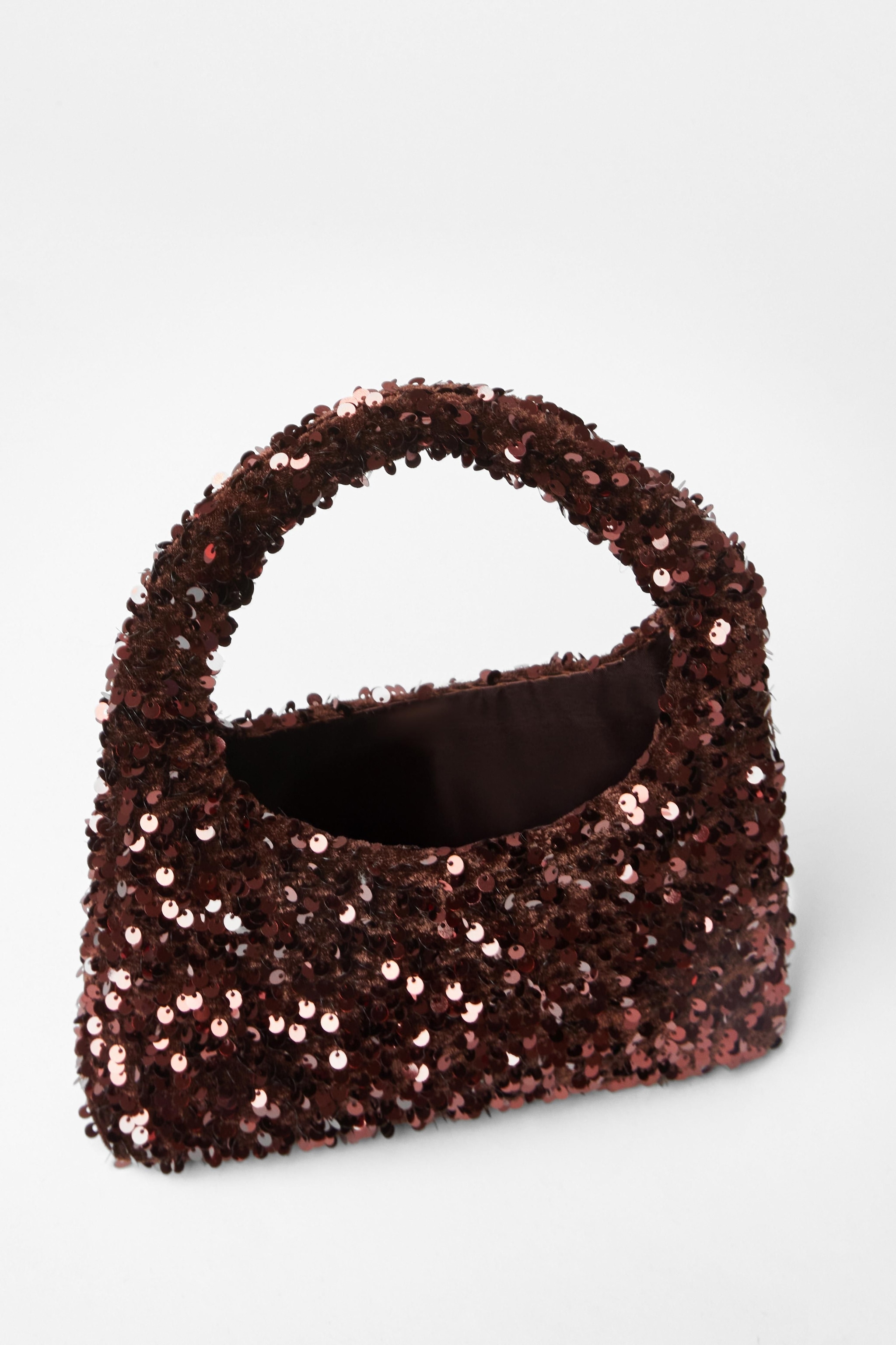 Quiz Brown Sequin Top Handle Bag image 2