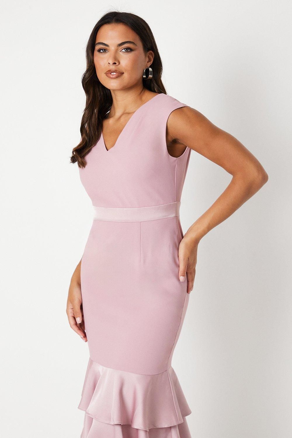 Coast Satin Back Crepe Dress With Peplum Blush image 2