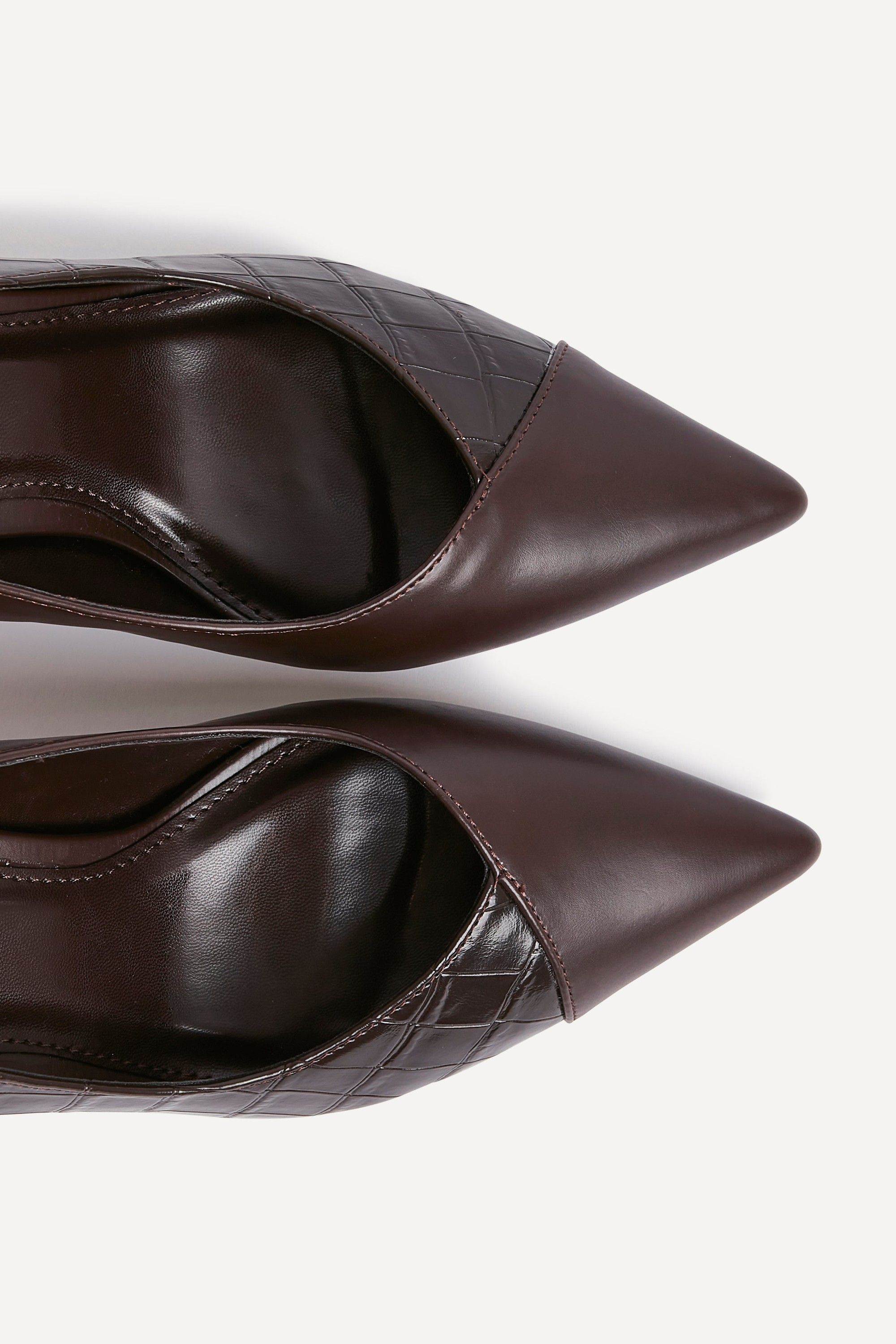 Linzi Gaia Brown Faux Leather Mix Croc Court Heel image 5