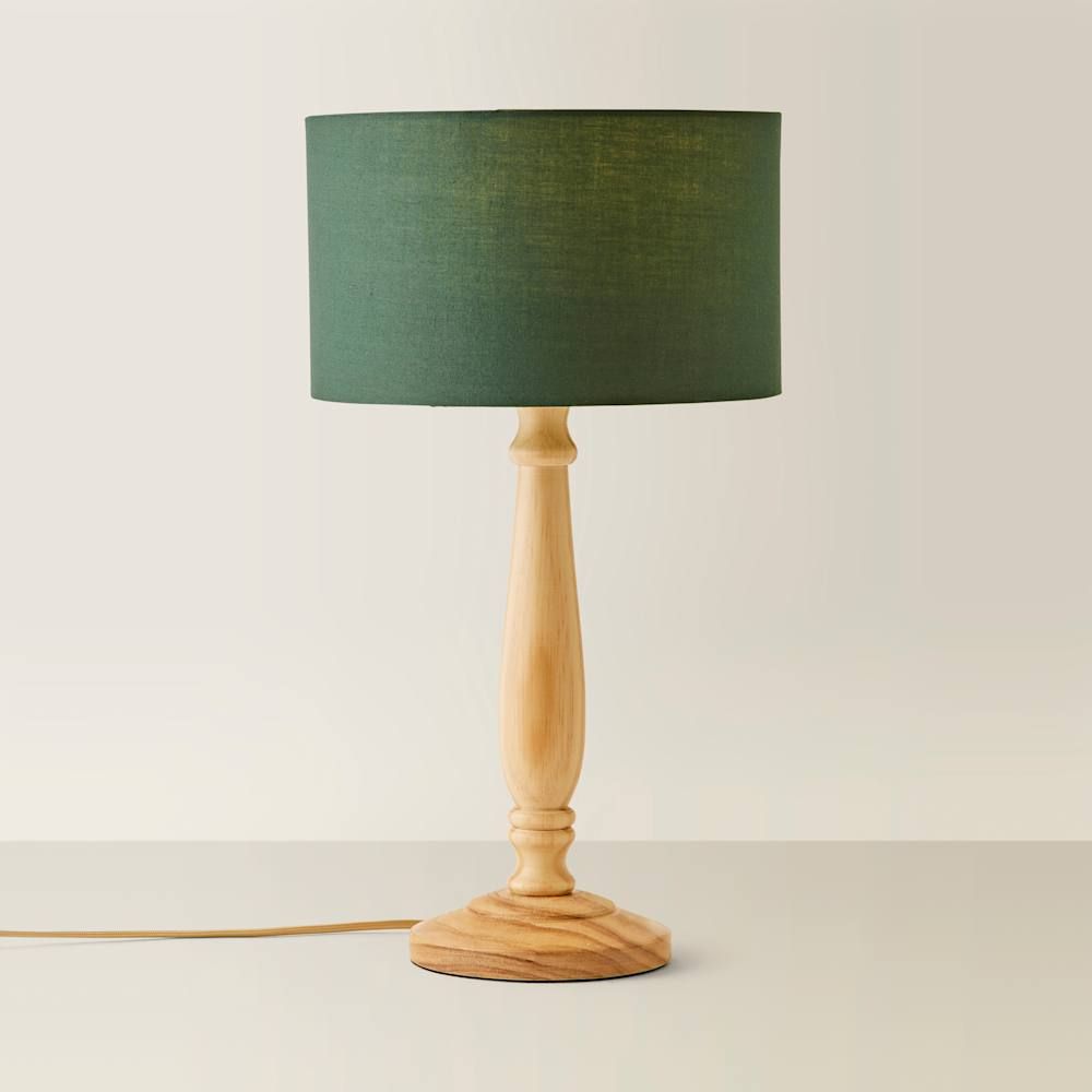 ValueLights Victoria Light Wood Traditional Table Lamp with Fabric Drum Shade and LED Bulb image 3