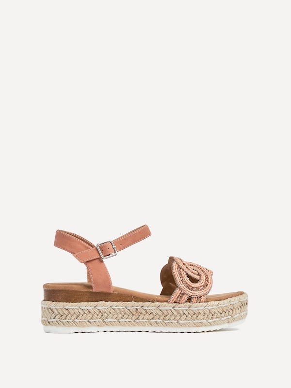 Linzi Bondi Rose Gold Faux Leather Flatform Sandal