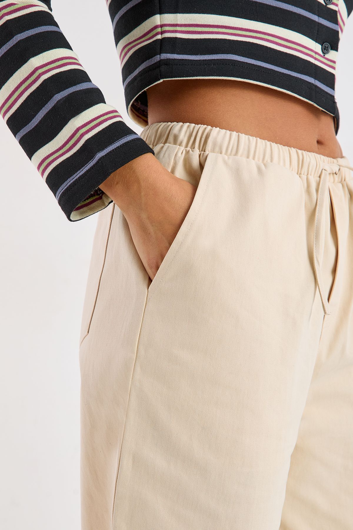 NastyGal Wide Leg Cargo Pants Stone image 3