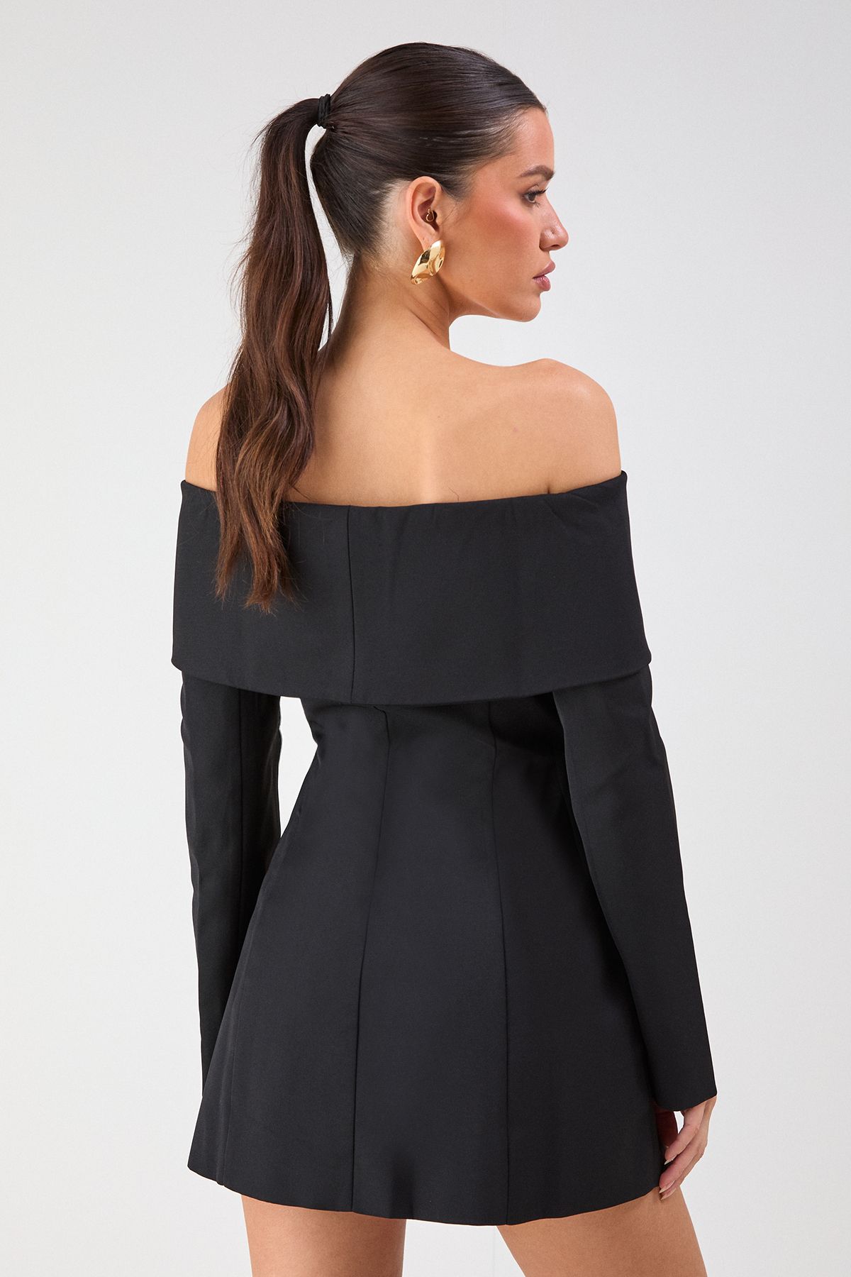 MissPap Tailored Bardot Blazer Mini Dress Black image 4