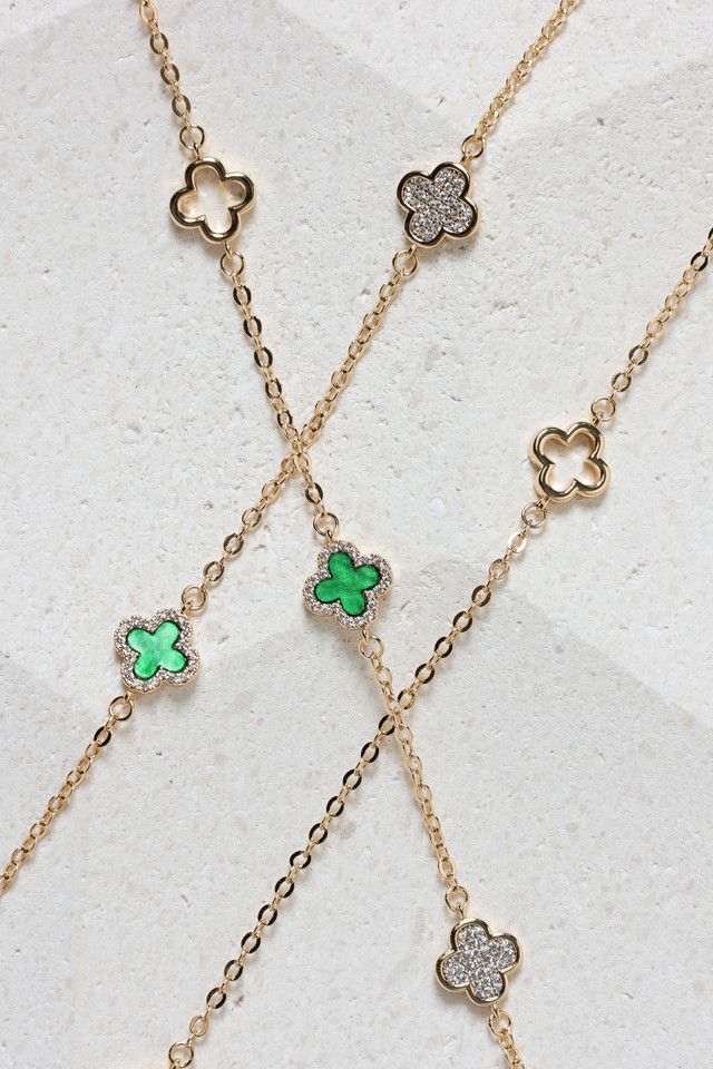 Jon Richard Gold Plated Pave and Malachite Clover Bracelet image 3