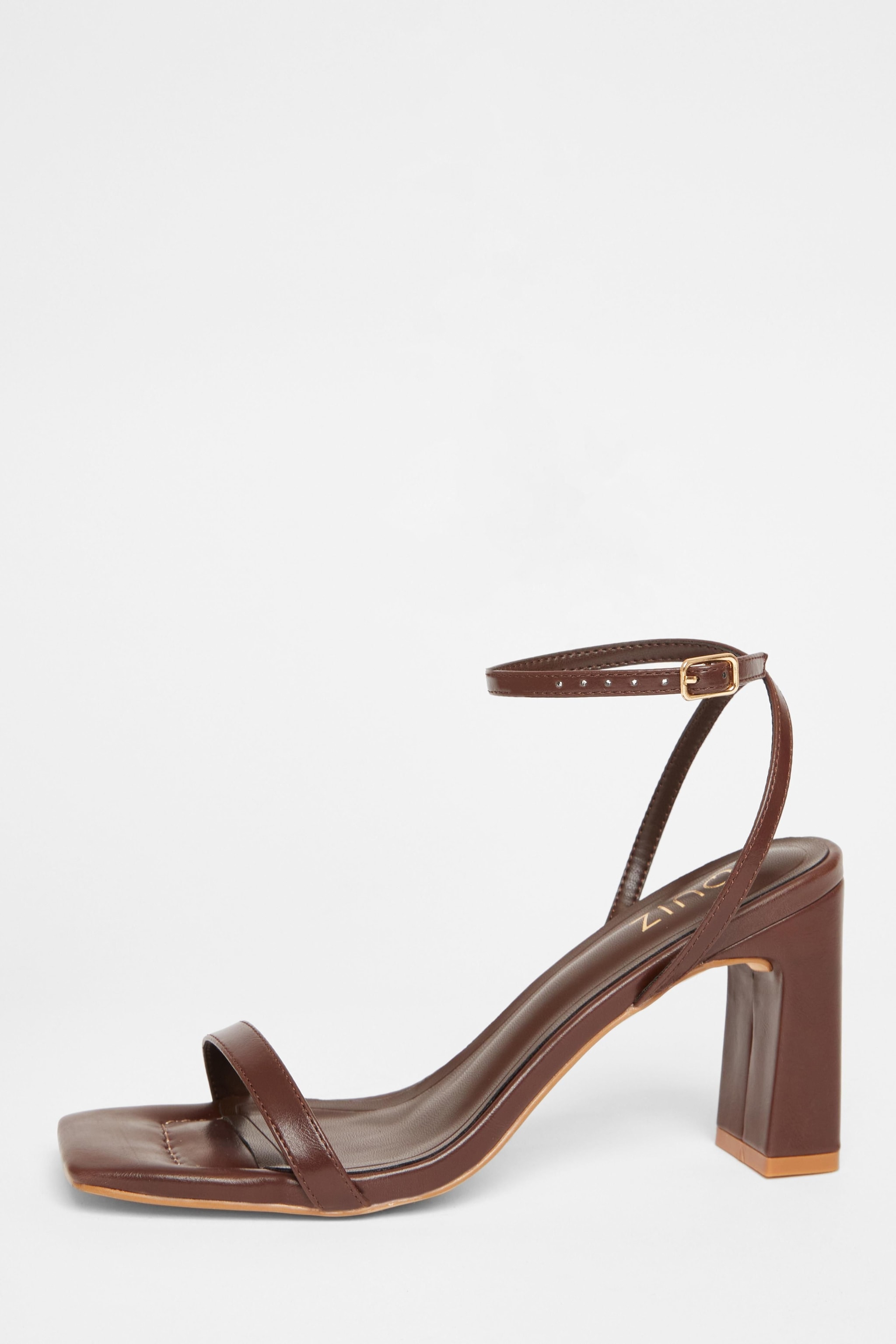 Quiz Brown Barely There Block Heels image 3