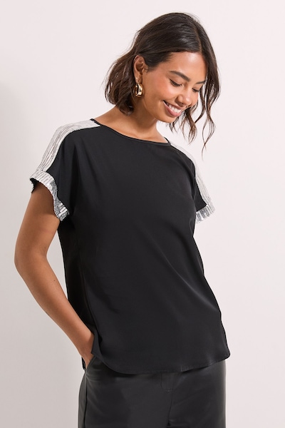 Dorothy Perkins Short Sleeve T-Shirt Sequin Blouse Black