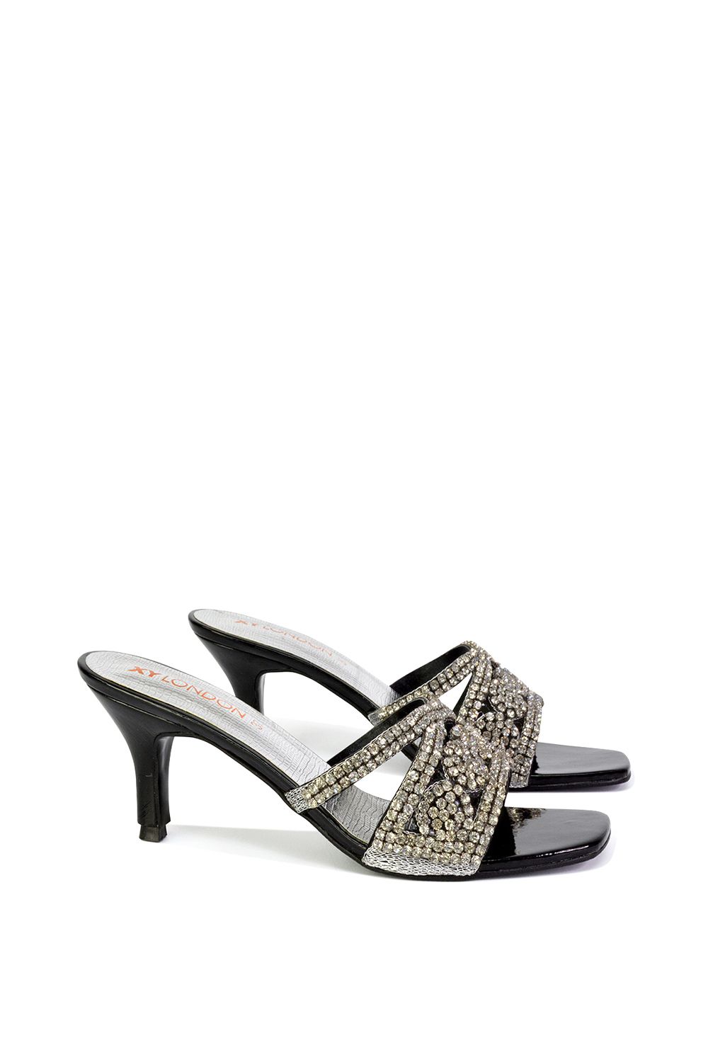 XY London 'Dominica' Diamante Mid Stiletto Heel Mule Sandals image 5