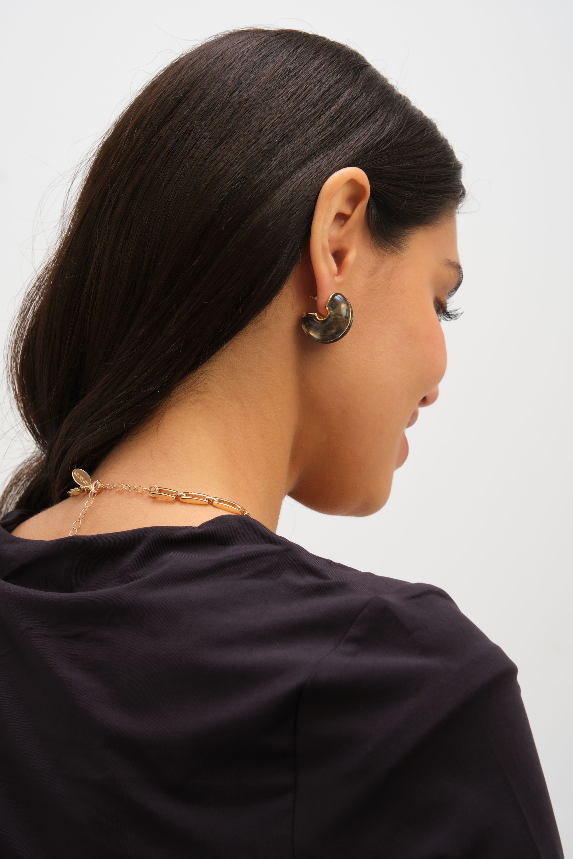 Jon Richard Black Resin Hoop Earrings image 2