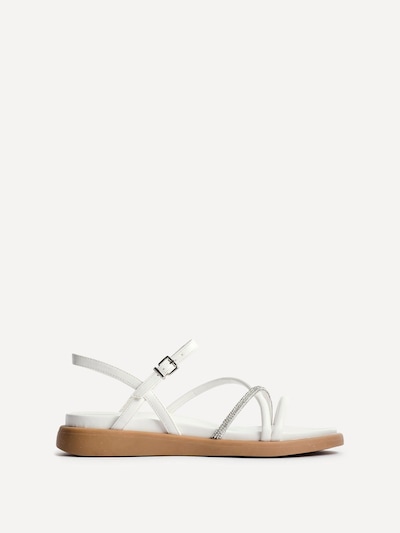 Linzi Spark White Strappy Diamante Sandals