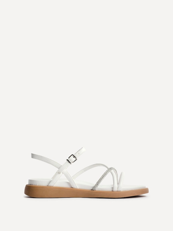 Linzi Spark White Strappy Footbed Sandal