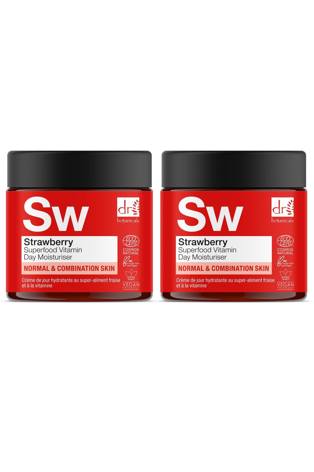 Dr. Botanicals Strawberry Superfood Vitamin C Day Moisturiser 60ml x 2 Duo Set image 1