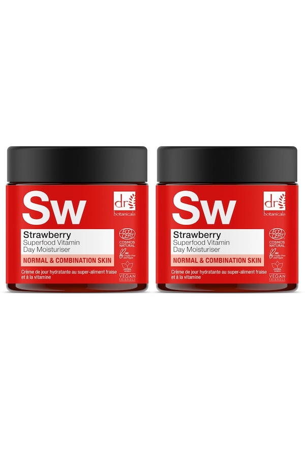 Dr. Botanicals Strawberry Superfood Vitamin C Day Moisturiser 60ml x 2 Duo Set